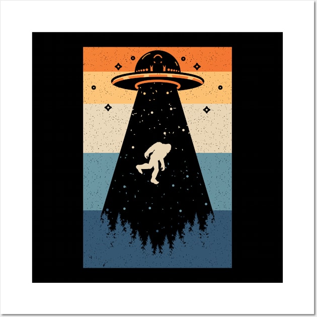 Bigfoot Ufo Abduction Wall Art by Tesszero